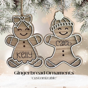 Personalized Gingerbread Christmas Tree Ornaments, Matching ornaments, His and hers ornaments, family ornament