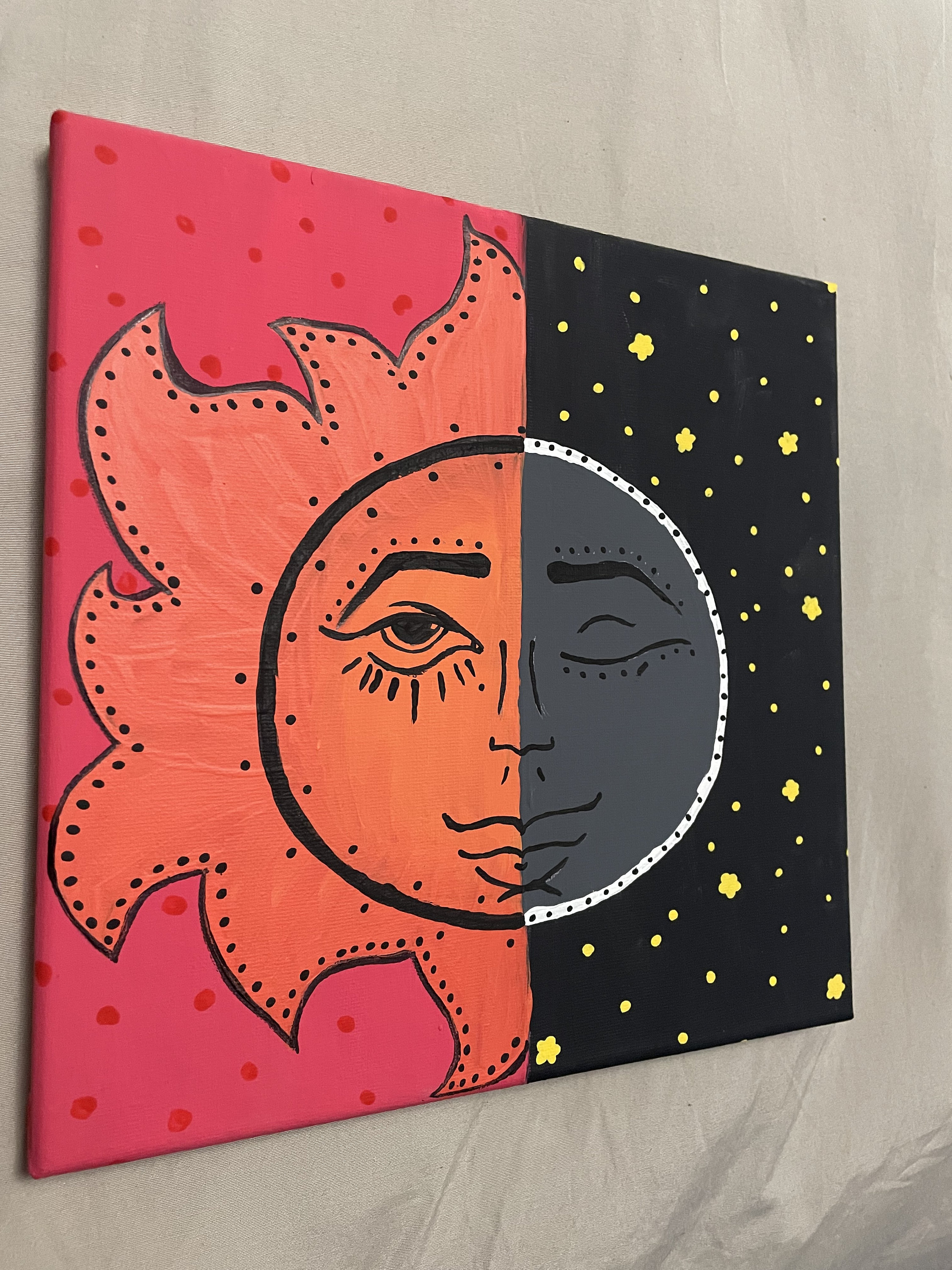 Half Sun, Half Moon Canvas Painting Etsy