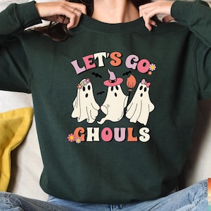 Let’s Go Ghouls Sweatshirt, Retro Halloween Ghost Shirt, Spooky Season Pullover, Cute Ghost Sweatshirt, Trick or Treat Shirt