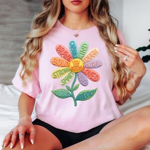 Inspirational Shirt, You Are Enough Flower Tee, Positive Affirmation Shirt, Motivational Graphic Tee, Colorful Daisy Shirt image 6
