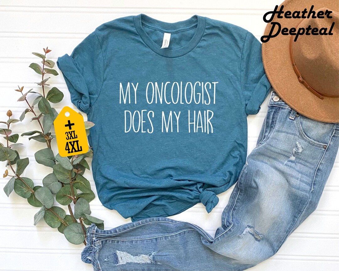 “My Oncologist Does My Hair” Adjustable Baseball Cap – Funny Novelty Trucker Hat, Natural Color