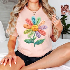 Inspirational Shirt, You Are Enough Flower Tee, Positive Affirmation Shirt, Motivational Graphic Tee, Colorful Daisy Shirt image 4