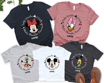 Nom personnalisé Disneyland personnages vacances en famille chemise assortie 2024, chemise Disneyland, t-shirt Magical Kingdom Disneyworld