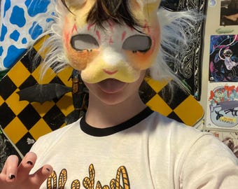 Rosa Motten inspirierte Katzen Maske