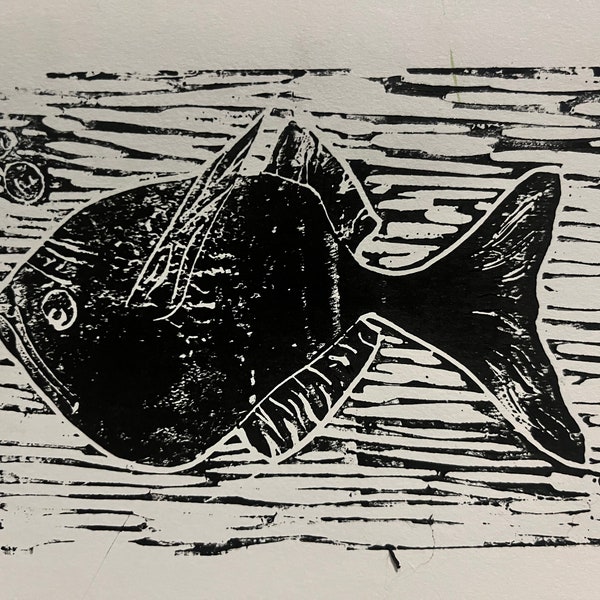 Fish Lino Print - Etsy