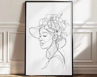 Abstract One Line Woman Art Print, Minimalist Woman Wall Art, Woman Line Art Print, Female Body Sketch, Woman Body Line Drawing Art