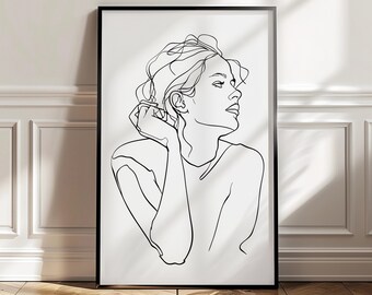 Abstract One Line Woman Art Print, Minimalist Woman Wall Art, Woman Line Art Print, Female Body Sketch, Woman Body Line Drawing Art