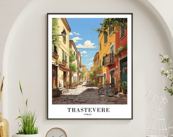 Rome Trastevere Travel Poster Print, Italië Travel Poster, Home Art Decor, Italië Wall Arts, Trastevere van Rome Digitale Print, Rome Wall Art