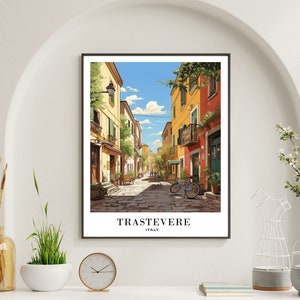 Rom Trastevere Reise Poster Druck, Italien Reise Poster, Home Art Decor, Italien Wandkunst, Trastevere von Rom Digitaldruck, Rom Wandkunst