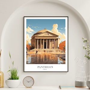 Pantheon Travel Poster Print, Italy Travel Poster, Home Art Decor, Italy Wall Arts, Pantheon of Rome City Poster, Italy City Digital Print
