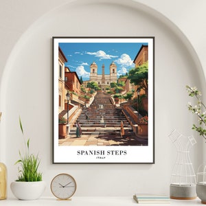 Rome Spanish Steps Travel Poster Print, Italy Travel Poster, Home Art Decor, Italy Wall Arts, Spanish Steps of Rome Digital Print, Wall Art