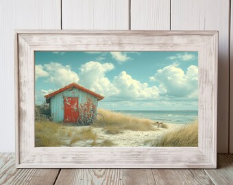 Coastal Prints, Coastal Wall Art, Coastal Landscape Print, Beach House Decor, Beach Wall Art Prints, Vintage seaside artwork, 16:9