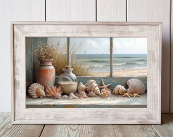 Coastal Prints, Coastal Wall Art, Coastal Landscape Print, Beach House Decor, Beach Wall Art Prints, Vintage seaside artwork, 16:9