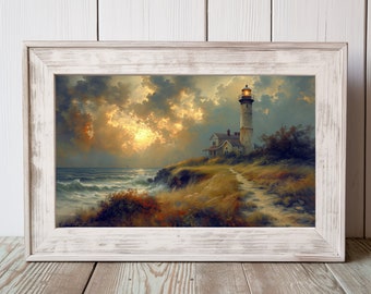 Coastal Prints, Coastal Wall Art, Coastal Landscape Print, Beach House Decor, Beach Wall Art Prints, Vintage seaside artwork, 16:9