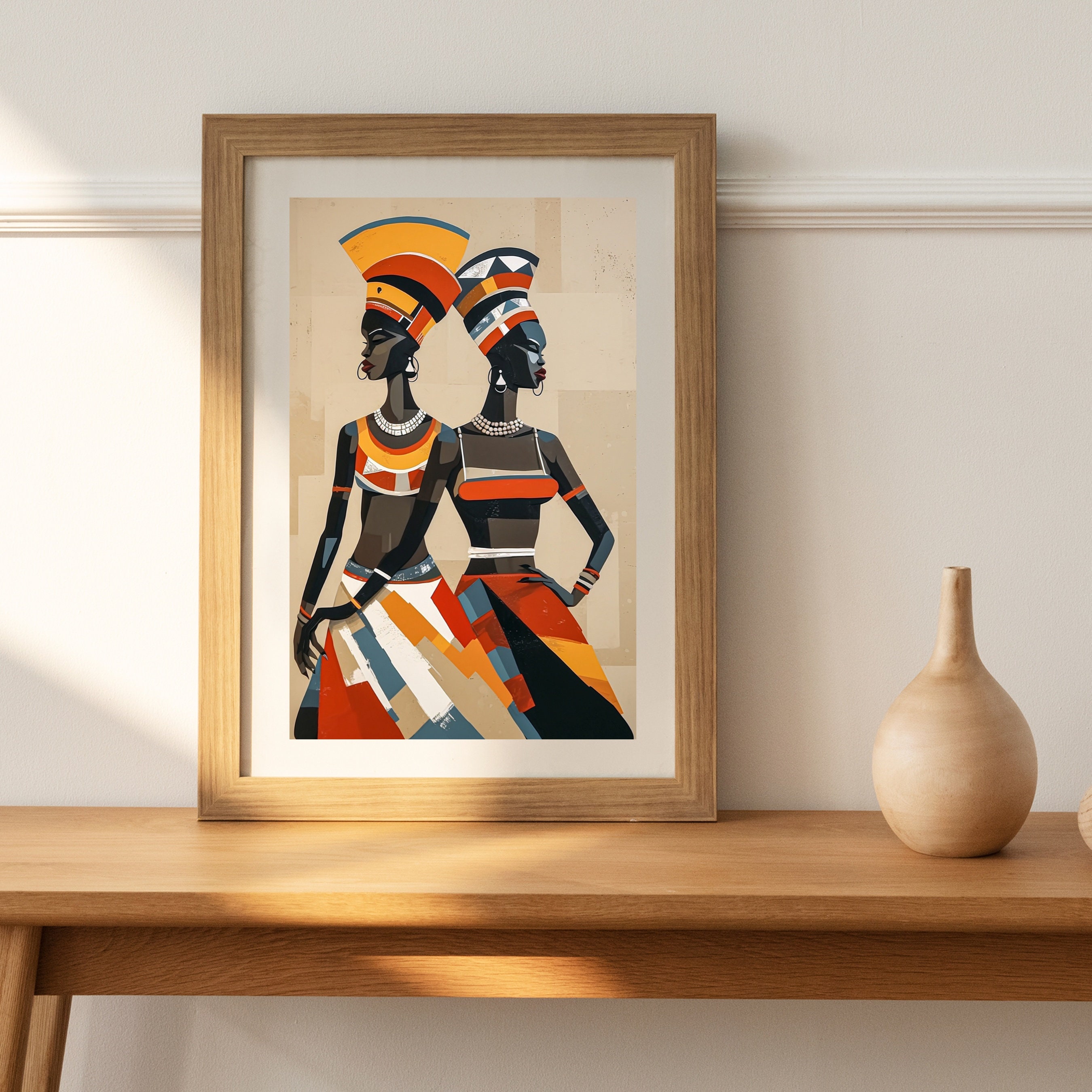 African Wall Art Set, Black Woman Art, Modern African American Art Set ...