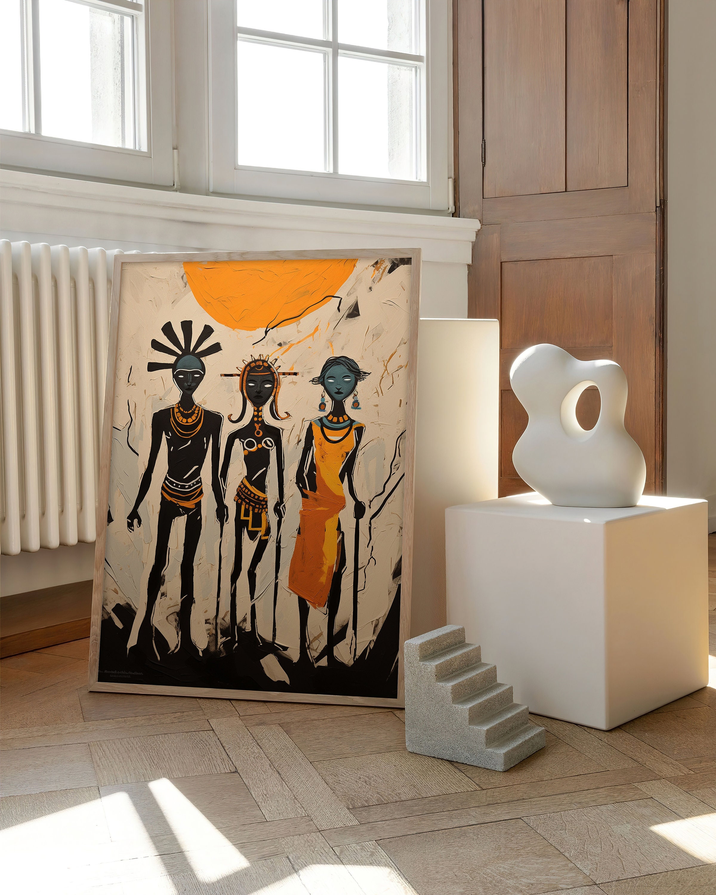 Abstract Ethnic African Wall Art Set, Modern African American Art Set ...