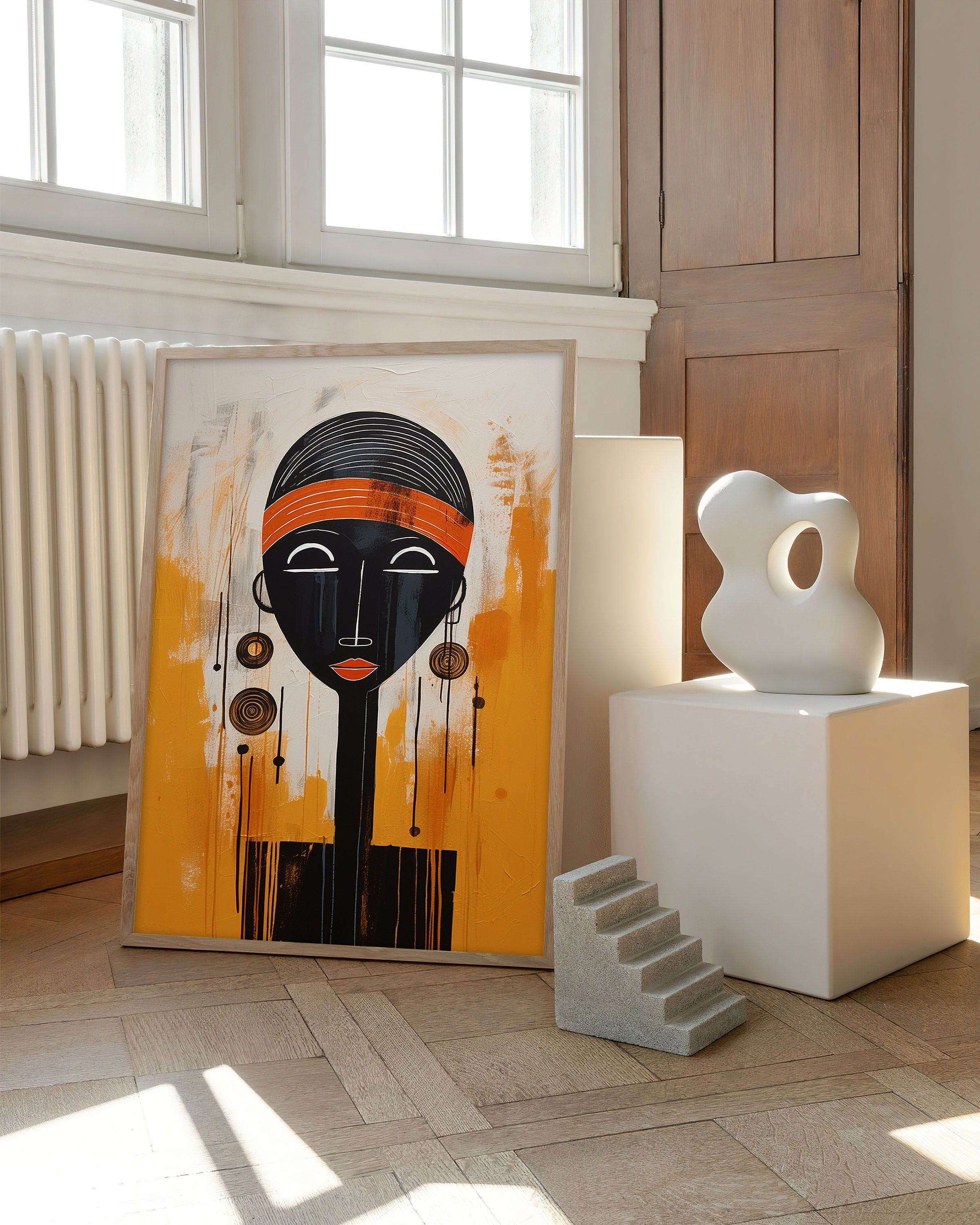 African Wall Art Set, Black Woman Art, Boho Decor ,modern African