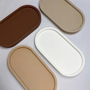 Neutral Oval Concrete Tray: Modern Minimalist Catchall Dish