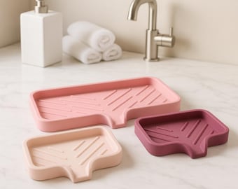 Concrete Soap Dish with Drainage: Modern Minimalist Bathroom Decor