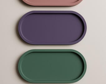 Oval Bathroom Vanity Tray – Handmade Concrete Organizer for Perfume, Skincare & Bathroom Decor