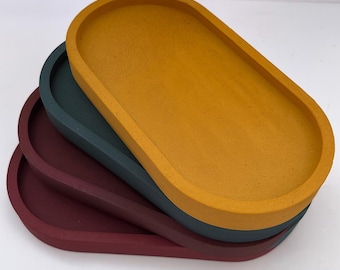 Handmade Concrete Oval Tray: Fall Home Decor Organizer - 2 Sizes