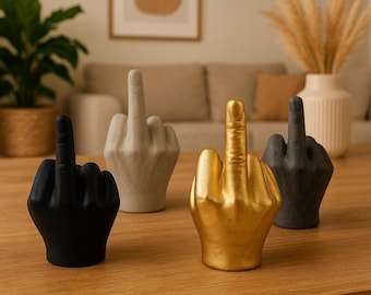 Concrete Middle Finger Ring Holder: Edgy Jewelry Display, Goth Desk Decor