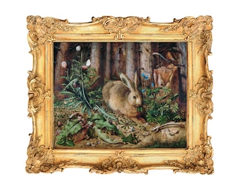 A Hare in the Forest by Hans Hoffman -  ART PRINT - frame not included