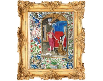 Margaret of York before the Resurrected Christ - Illuminated Manuscript ART PRINT