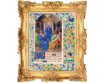 The Pentecost by Jean Bourdichon - Illuminated Manuscript ART PRINT