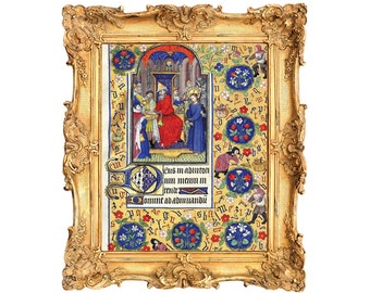 Book of Hours Art Print, Illuminated Manuscript Page - frame not included