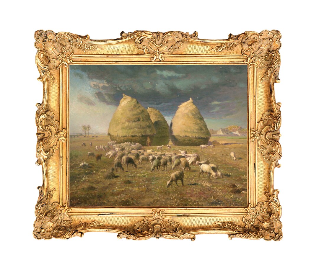 Haystacks Autumn by Jean Millet ART PRINT Etsy