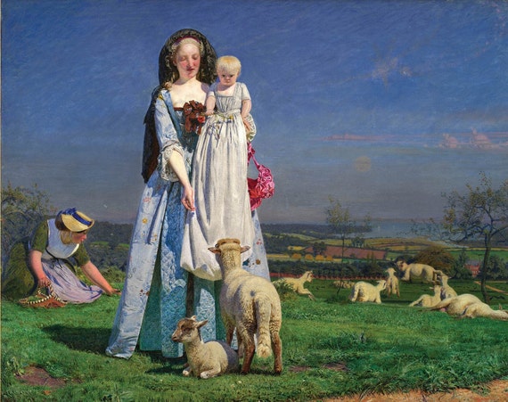 Pretty Baa Lambs by Ford Madox Brown - ART PRINT - Frame Not