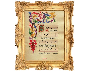Liber choralis S. Leonardi XXXIII Sacerdos - A Page from an Illuminated Manuscript ART PRINT - frame not included
