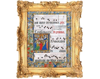 Music Sheet with Inset Scene of the Last Supper - Illuminated Manuscript ART PRINT