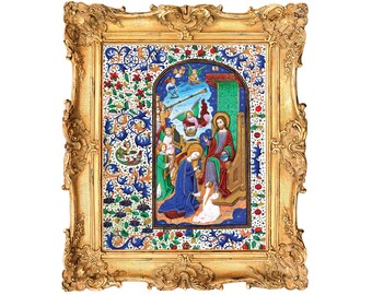 Coronation of the Virgin - Medieval Illuminated Manuscript ART PRINT - frame not included