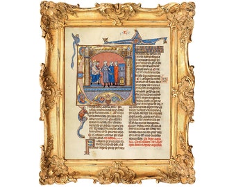 Three Men before a Judge - Illuminated Manuscript ART PRINT