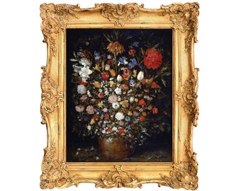 Flowers in a Wooden Vessel by Jan Brueghel the Elder -  ART PRINT - frame not included