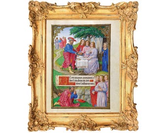 Abraham and the Three Angels - Medieval Illuminated Manuscript ART PRINT - frame not included