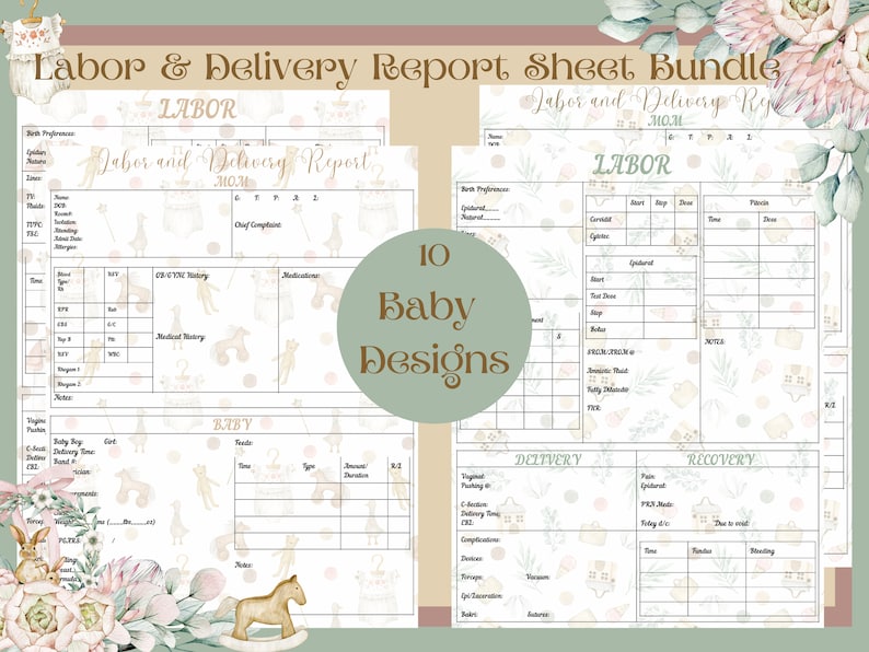 Labor and Delivery Report Sheet Bundle | Baby Theme | Nurse Report ...