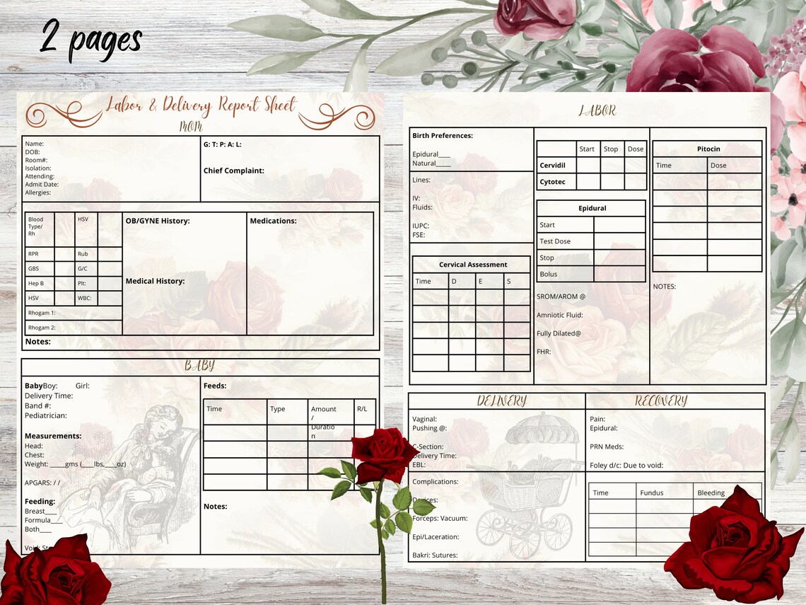 Labor and Delivery Report Sheet Colorful Nurse Report Nurse Brain LDRP ...