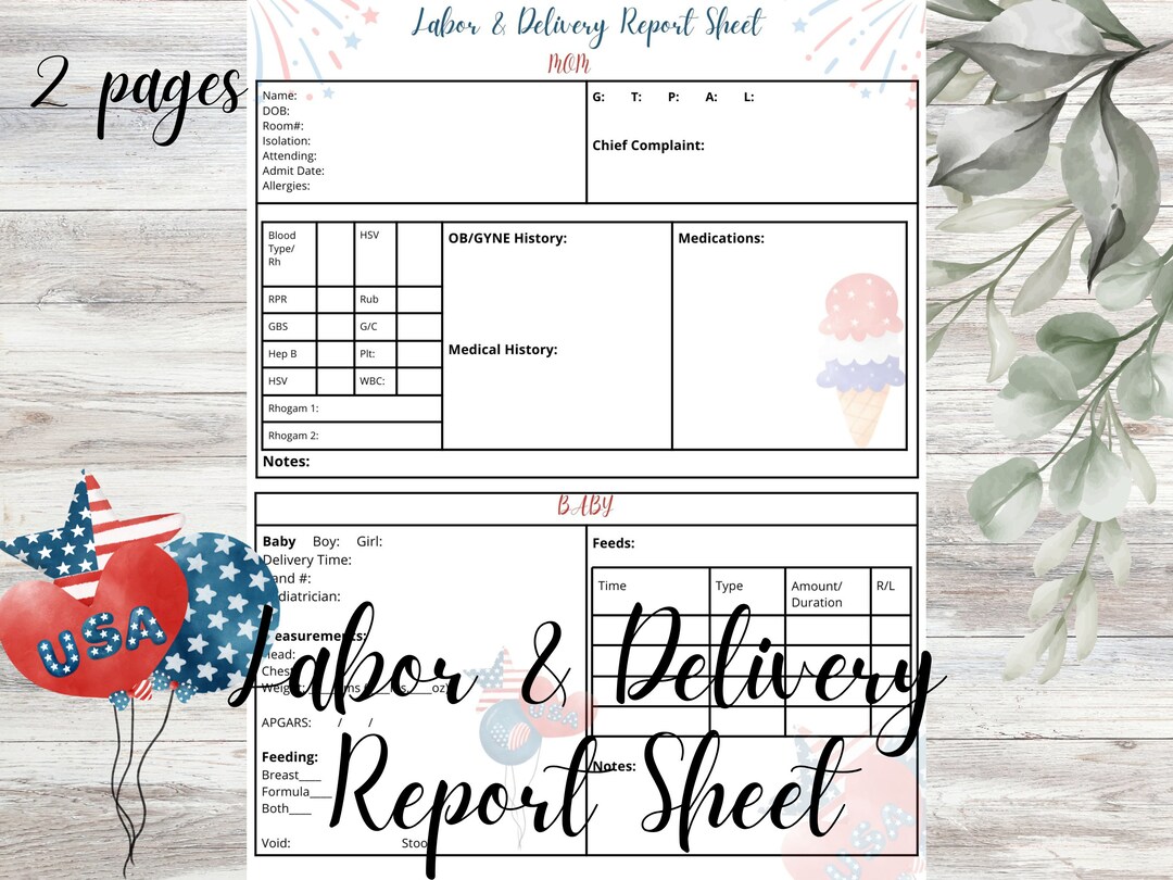 Labor and Delivery Report Sheet | Patriotic Nurse Report | Nurse Brain ...
