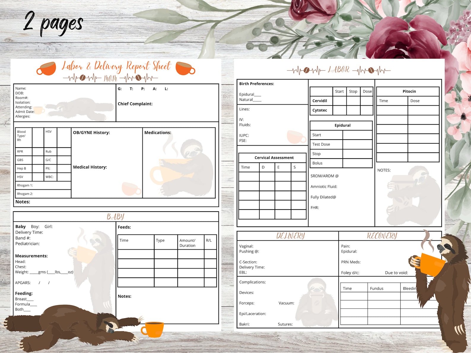 Labor and Delivery Report Sheet Colorful Nurse Report Nurse Brain LDRP ...