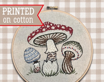 Mushroom Hand Embroidery Kit: Woodland DIY Craft, Botanical Decor