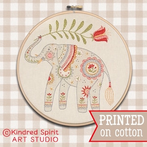 Hand Embroidery Kit ; Elephant design ; DIY craft ; Safari Animal pattern ; Modern  Hoop Art ; Mandala