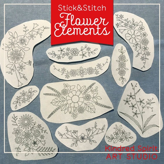Stick and Stitch Embroidery Patterns, DIY Embroidery Patches, Floral  Embroidery Patches, Floral Wreath, Water Soluble Embroidery Designs -   Denmark