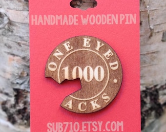 One Eyed Jacks Poker Chip Wooden Lapel Pin - Twin Peaks Inspired