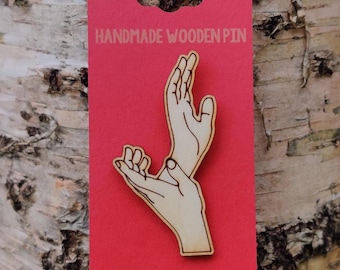 Laura Palmer "Meanwhile" Hands Wooden Pin - Twin Peaks Fan Gift