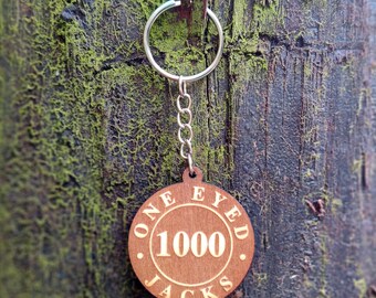 One Eyed Jacks Poker Chip Handmade Wooden Keyring (Twin Peaks, David Lynch, TV)