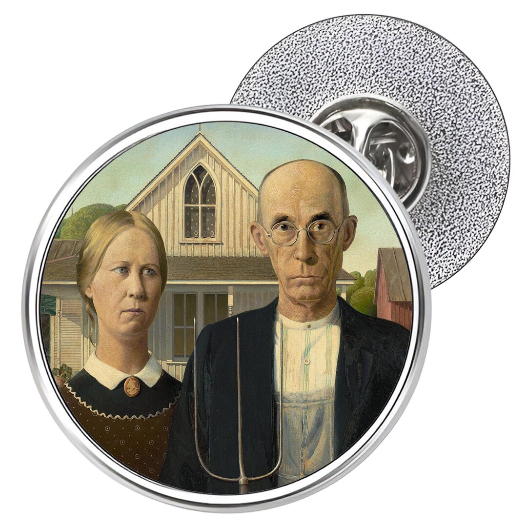American Gothic Metal Lapel Pin Badge 25mm (art, Painting, Grant Wood ...