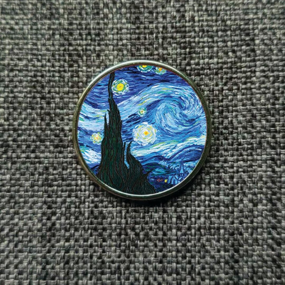 The Starry Night Lapel Pin Badge 25mm art Painting Vincent Etsy